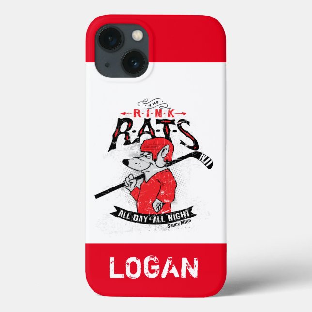 Personalised Name Rink Rats Hockey Phone Case (Back)