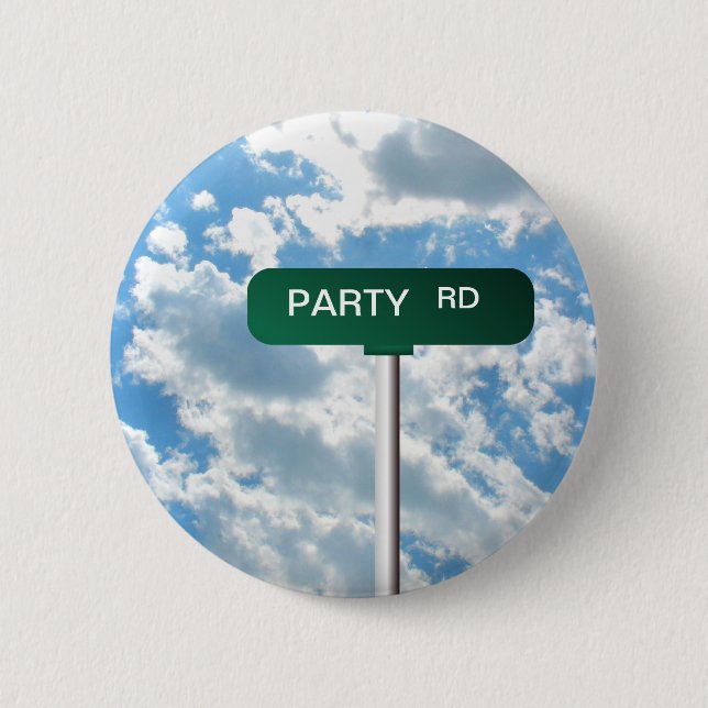 Personalised Name Road Street Sign on Blue Sky 6 Cm Round Badge (Front)