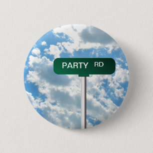 Personalised Name Road Street Sign on Blue Sky 6 Cm Round Badge