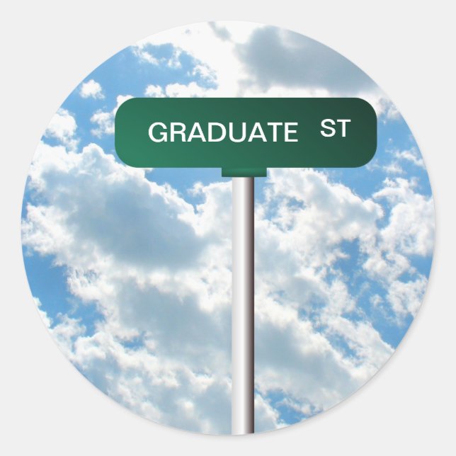 Personalised Name Road Street Sign on Blue Sky Classic Round Sticker (Front)