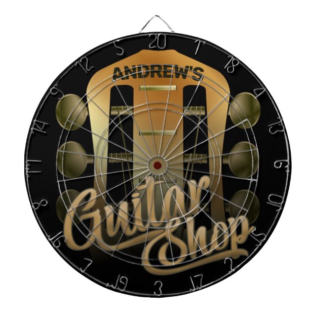 Personalised NAME Rock Music Guitar Shop Musician Dartboard (Front)
