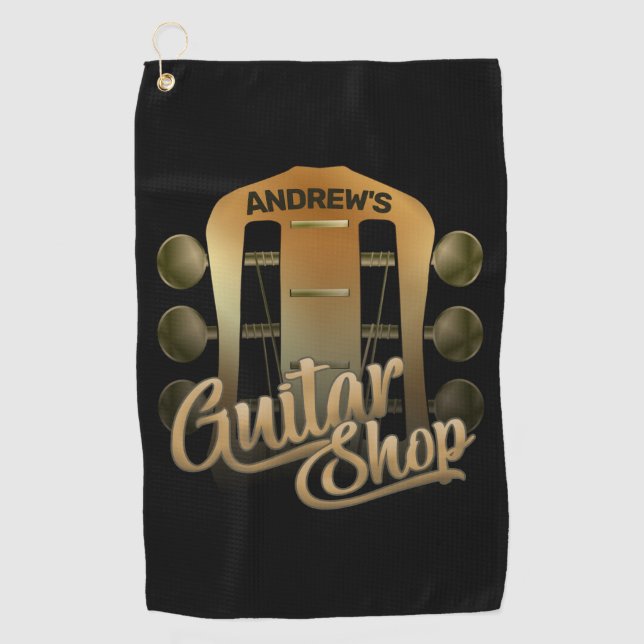Personalised NAME Rock Music Guitar Shop Musician Golf Towel (Front)