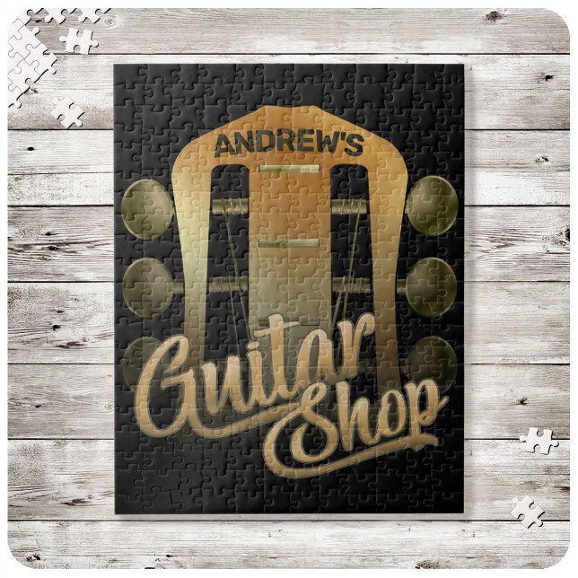 Personalised NAME Rock Music Guitar Shop Musician Jigsaw Puzzle (Creator Uploaded)