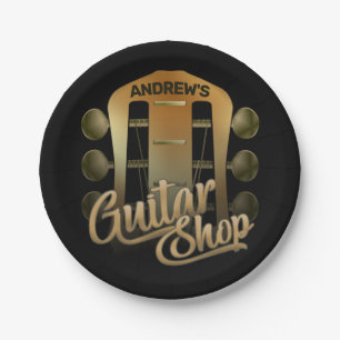Personalised NAME Rock Music Guitar Shop Musician Paper Plate