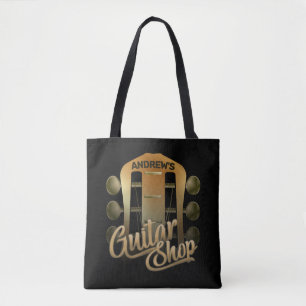 Personalised NAME Rock Music Guitar Shop Musician Tote Bag