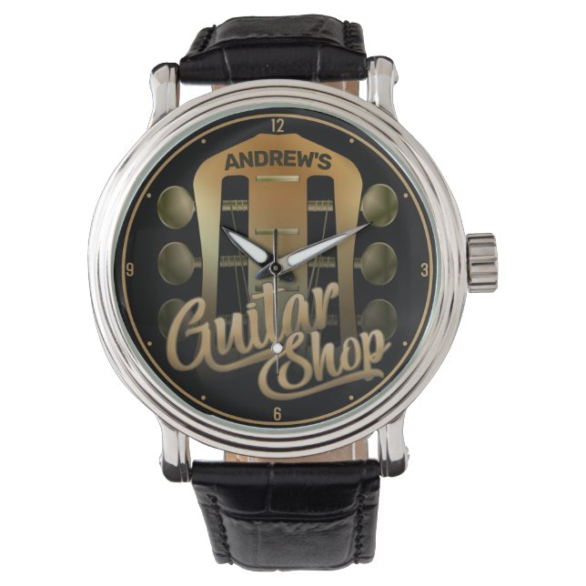 Personalised NAME Rock Music Guitar Shop Musician Watch (Front)