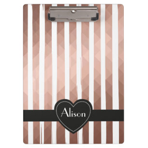 Personalised name rose gold elegant chic modern clipboard