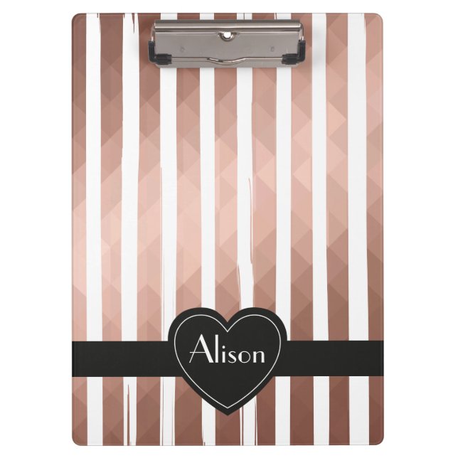 Personalised name rose gold elegant chic modern clipboard (Front)