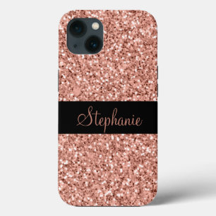 Personalised Name Rose Gold Glitter Sparkle   iPhone 13 Case