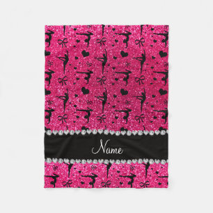 Personalised name rose pink glitter gymnastics fleece blanket