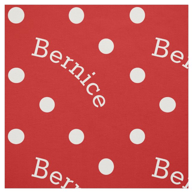 Personalised Name Ruby Red Polka Dot Fabric (Swatch)