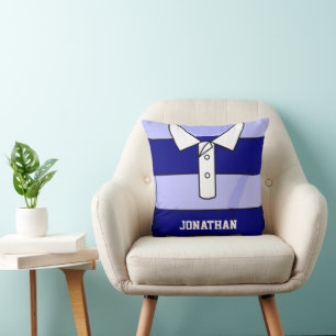 personalised name rugby jersey Blue and sky Cushion