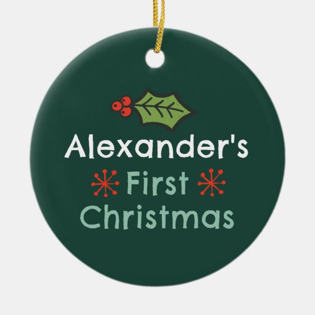 Personalised Name Rustic Christmas Camping Ceramic Tree Decoration (Front)