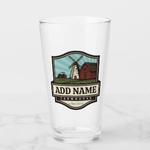 Personalised NAME Rustic Farmhouse Old Windmill Glass