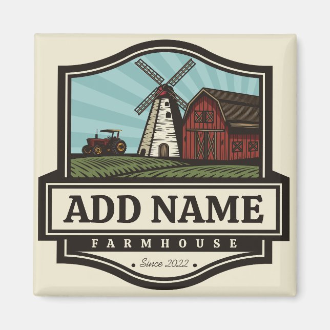 Personalised NAME Rustic Farmhouse Old Windmill  Magnet (Front)