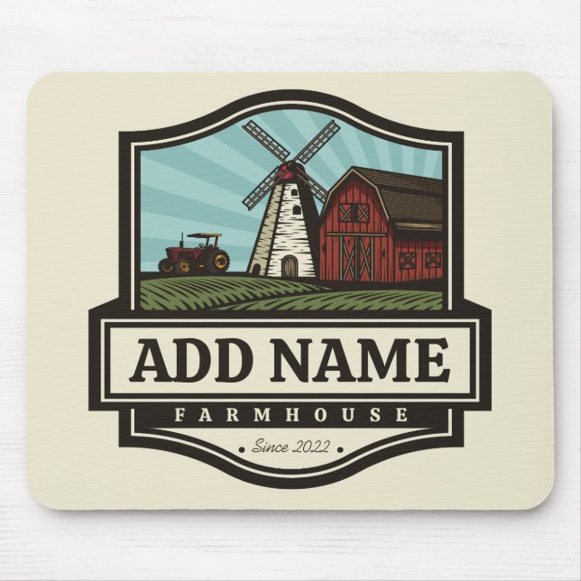 Personalised NAME Rustic Farmhouse Old Windmill Mouse Mat (Front)