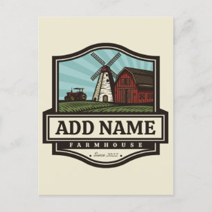 Personalised NAME Rustic Farmhouse Old Windmill Postcard