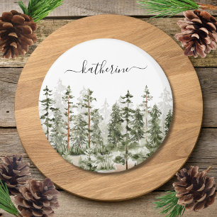 Personalised Name Rustic Green Pine Forest Pinery Magnet
