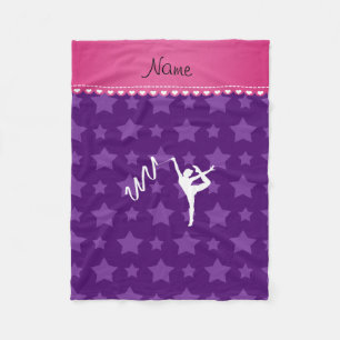 Personalised name rythmic gymnast purple stars fleece blanket