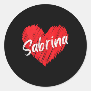Personalised Name Sabrina I Love Sabrina Heart Vin Classic Round Sticker