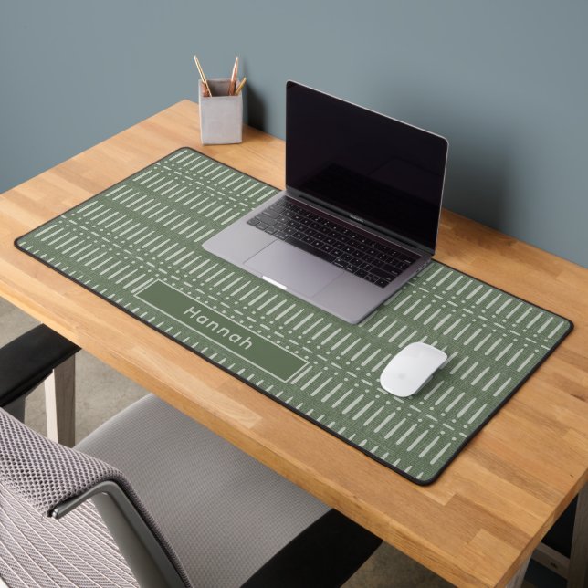 Personalised Name Sage Green Modern Boho Office Desk Mat (Office 2)