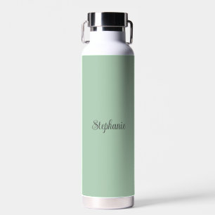 Personalised name Sage Green Script Wedding Water  Bottle