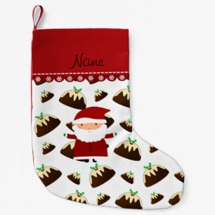 Personalised name santa christmas pudding small christmas stocking