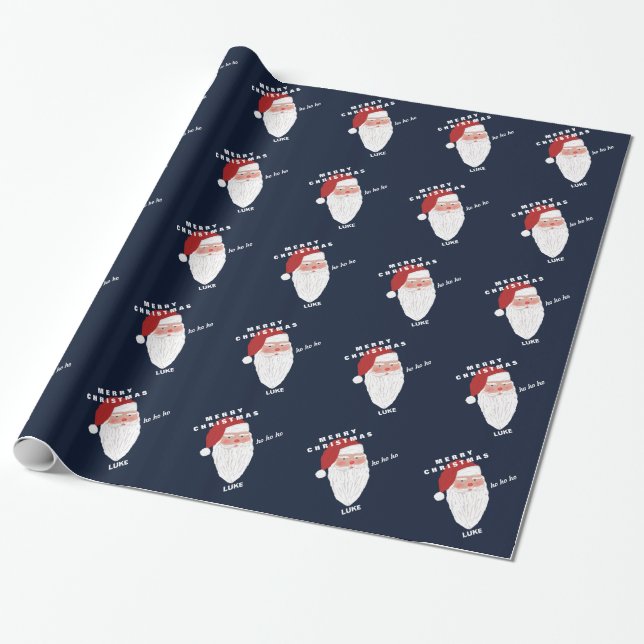 Personalised Name | Santa Christmas Wrapping Paper (Unrolled)