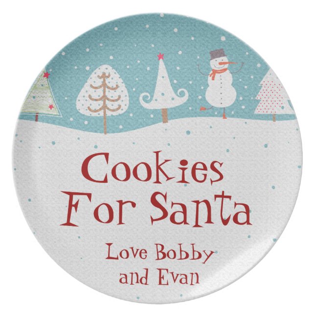 personalised name santa cookie plates (Front)