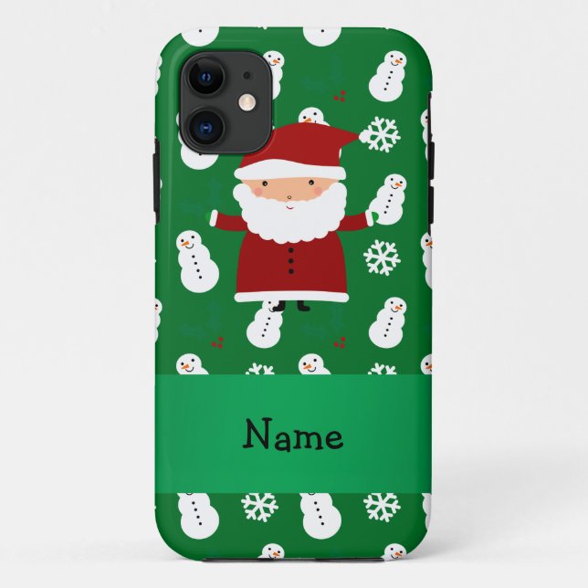 Personalised name santa green snowman Case-Mate iPhone case (Back)