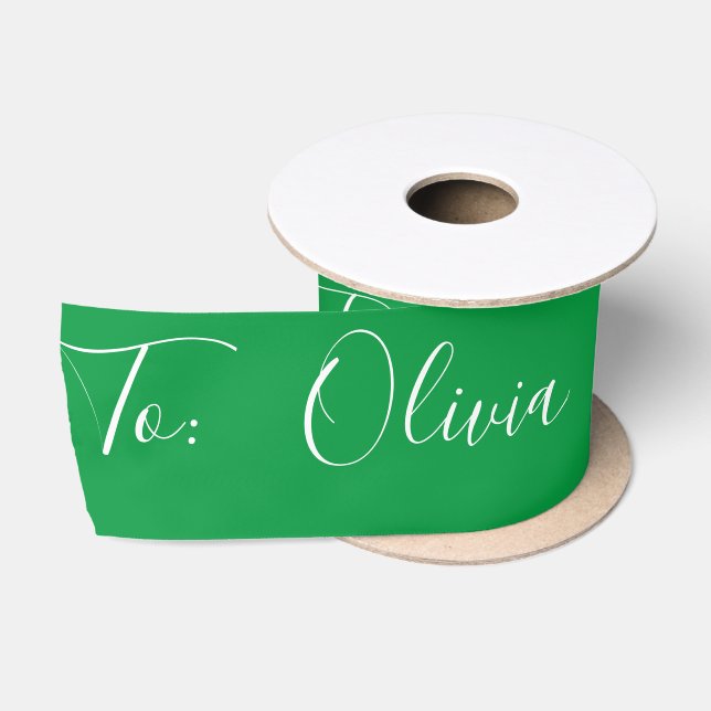 Personalised Name Santa Script Holiday Modern Satin Ribbon (Spool)