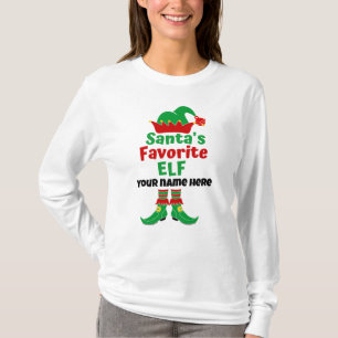 Personalised Name Santa's Favourite Elf T-Shirt