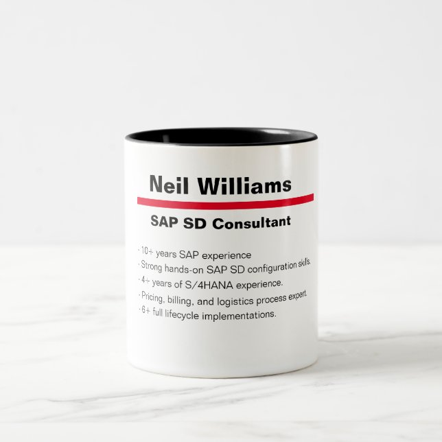 Personalised Name SAP Consultant definition Two-Tone Coffee Mug (Center)