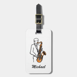 Personalised Name Saxophone Player – Music Lover Luggage Tag
