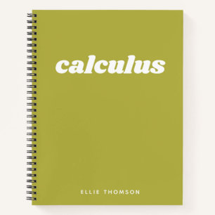 Personalised Name School Class Calculus Math Green Notebook