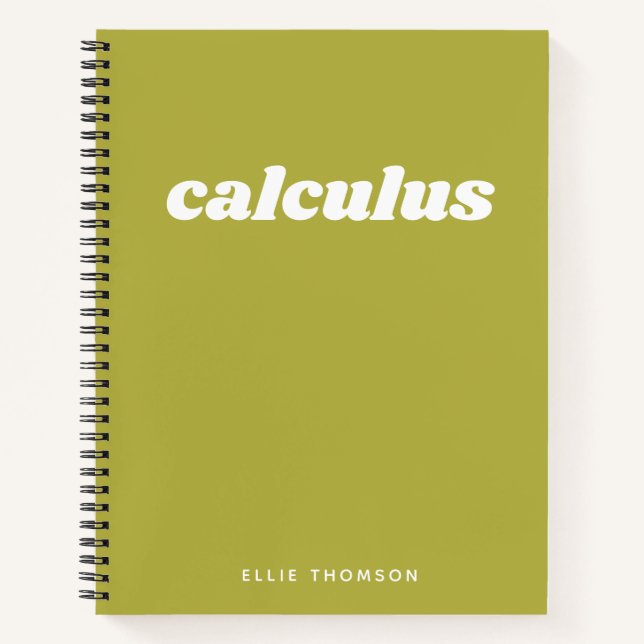 Personalised Name School Class Calculus Math Green Notebook (Front)