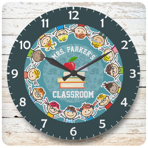 Personalised NAME School Kids Teacher Classroom Large Clock