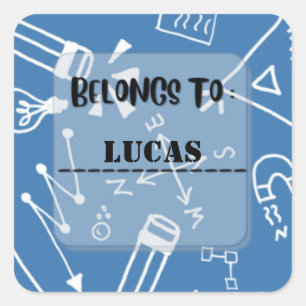 Personalised Name School Label Sticker Square