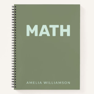 Personalised Name School Subject Green Student  Notebook