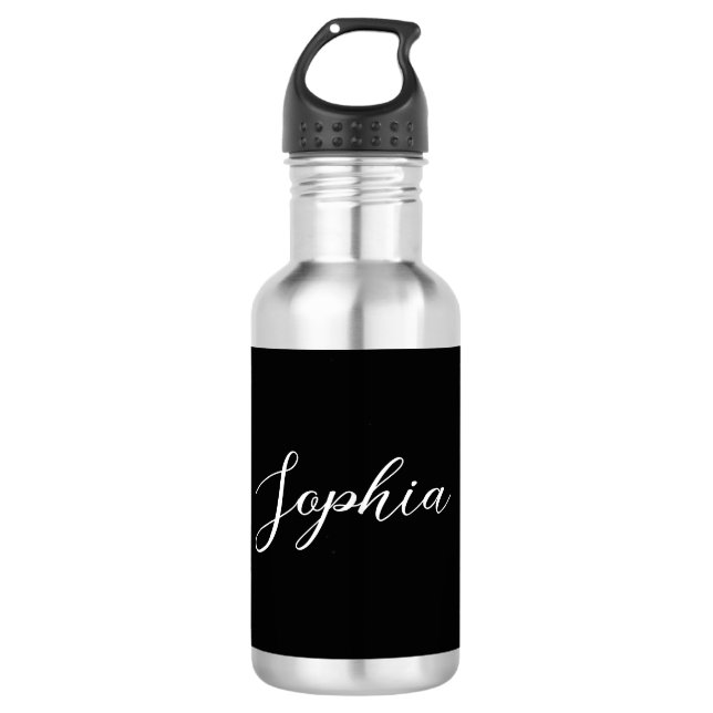 Personalised Name Script Black Wedding Water  532 Ml Water Bottle (Front)