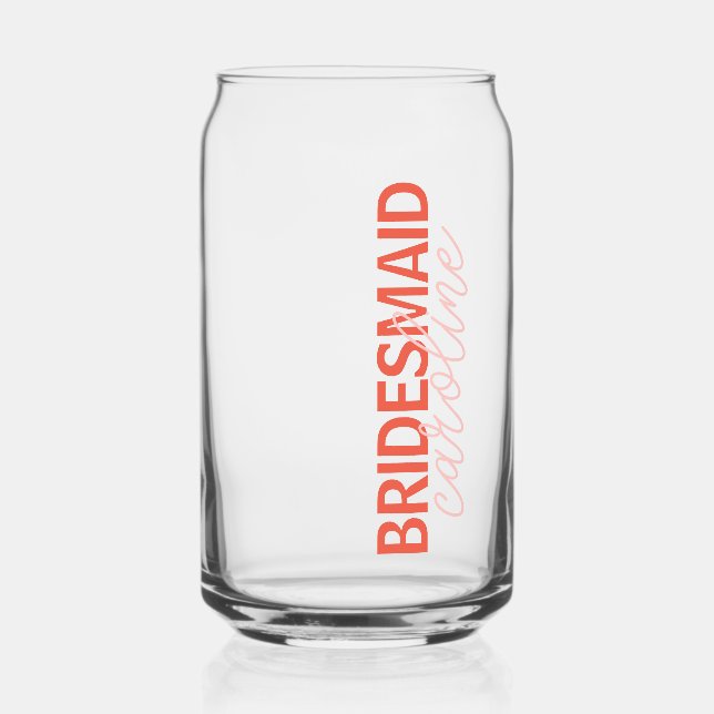 Personalised Name Script Bridal Party Favour Chic Can Glass (Front)