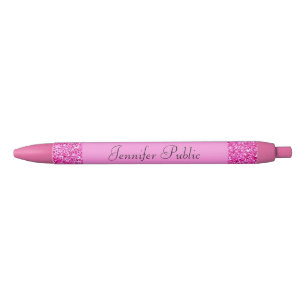 Personalised Name Script Pink Glitter Template Red Ink Pen