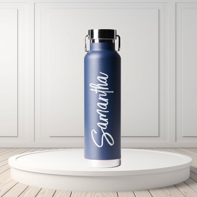 Personalised Name Script Typography Simple  Water Bottle (Creator Uploaded)