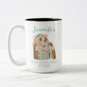 Personalised Name Seamstress Sewing Addict Mum Two-Tone Coffee Mug