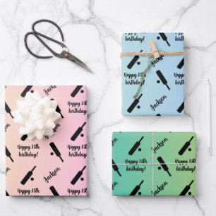 Personalised Name Sentiment Sport Theme Cricket Wrapping Paper Sheet