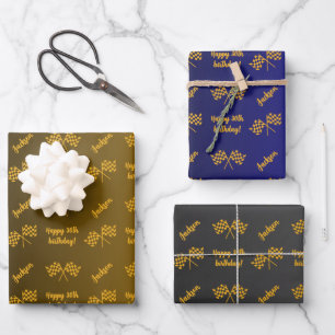 Personalised Name Sentiment Sport Theme Formula 1 Wrapping Paper Sheet