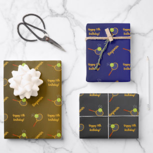 Personalised Name Sentiment Sport Theme Tennis Wrapping Paper Sheet
