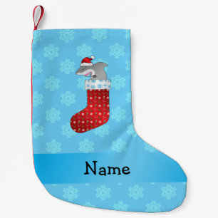 Personalised name shark stocking blue snowflakes