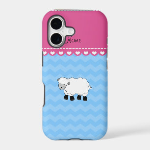 Personalised name sheep pastel blue chevrons