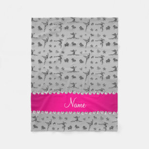 Personalised name silver gymnastics fleece blanket